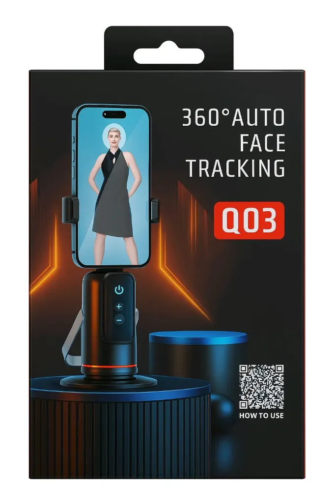 AUTO FACE TRACKING Q03 360° Intelligent Tracking Gimbal for Smartphone – Auto Face/Body Tracking & Stabilization