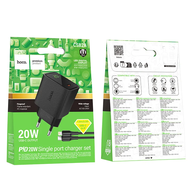 HOCO PD 20W SINGLE PORT CHARGER SET USB-C TO IP