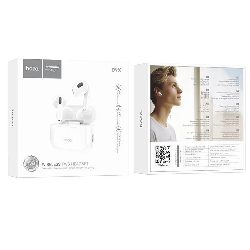 Hoco EW58 In-ear Bluetooth Handsfree Earphones with Charging Case White