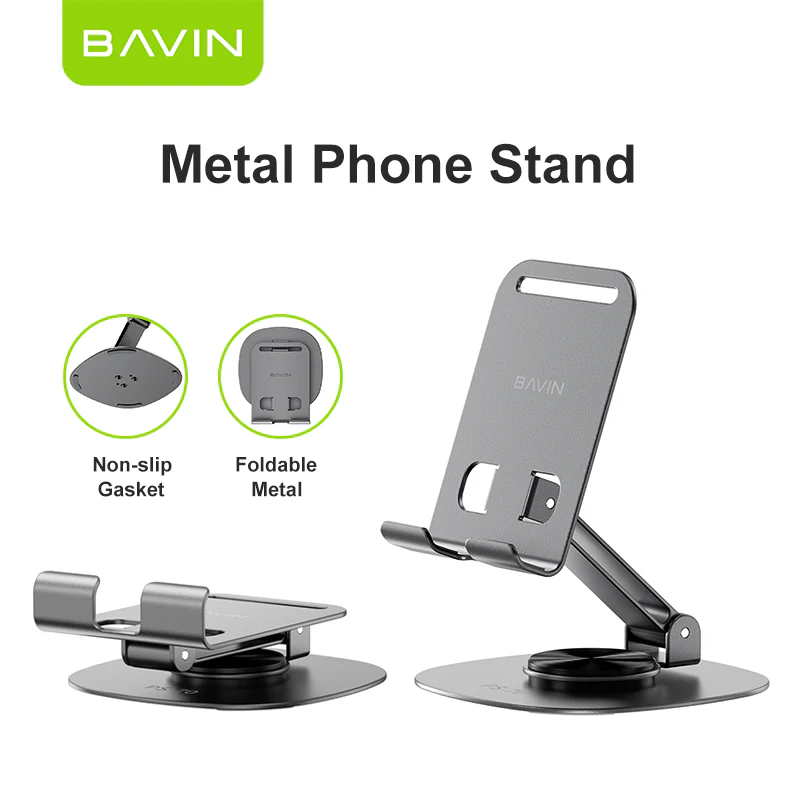 BAVIN PS70 Steel Phone Holder 360 Rotation Metal Phone Stand Bracket Holder for Cellphone & Tablet