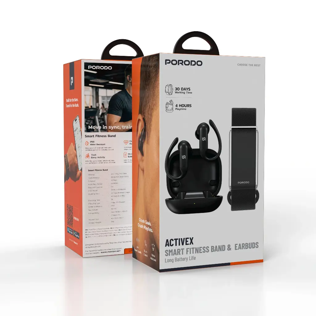 Porodo ACTIVEX SMART FITNESS BAND &EARBUDS